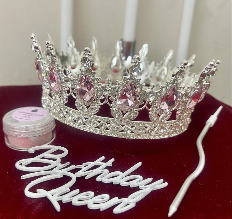 Набір: Корона на торт 12.5 см + блисківки+топер+свічка