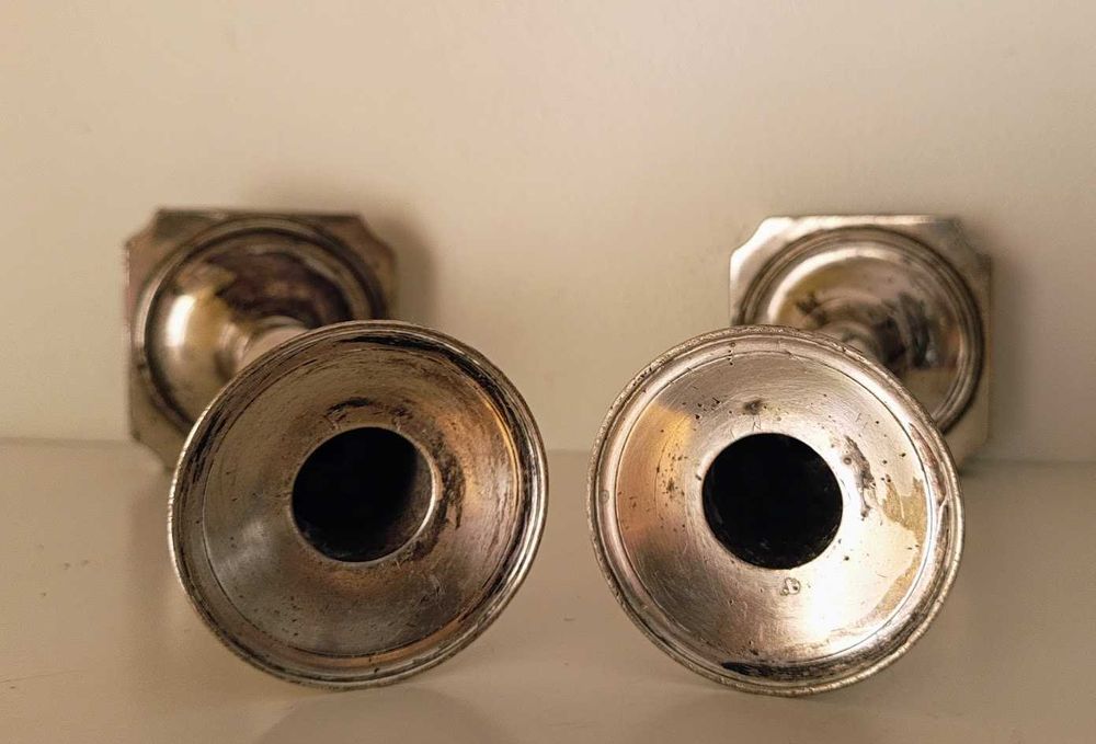 Par de candelabros antigos portugueses prata de lei punção Porto