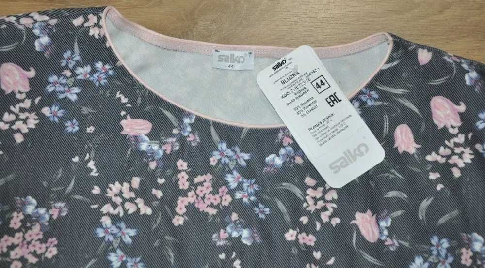 SALKO - Nowa bluzka R.44 XL- XXL , piękna bluzeczka z motywem kwiatów