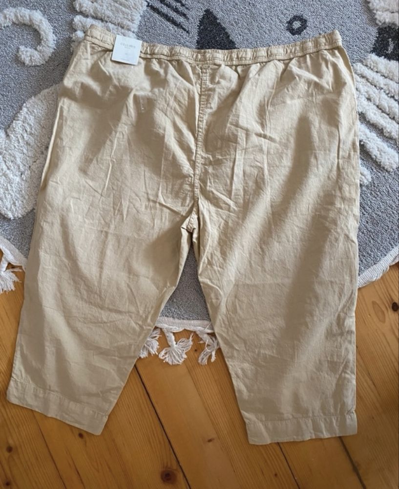 Bawełniane spodnie rybaczki wygodne wiązane na gumie plus size 56 8xl