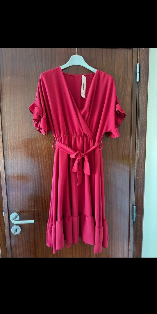 Vestido NOVO S/M/L, bordeaux - com etiqueta!