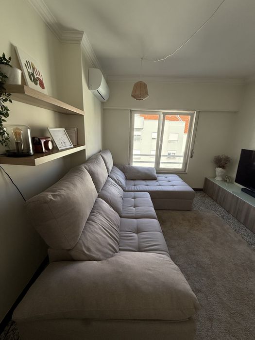 Sofa chaise long beje/cinza