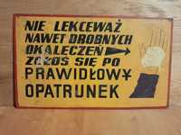 Stara tablica informacyjna BHP zakładowa zabytek PRL retro vintage