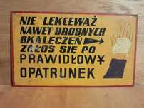 Stara tablica informacyjna BHP zakładowa zabytek PRL retro vintage