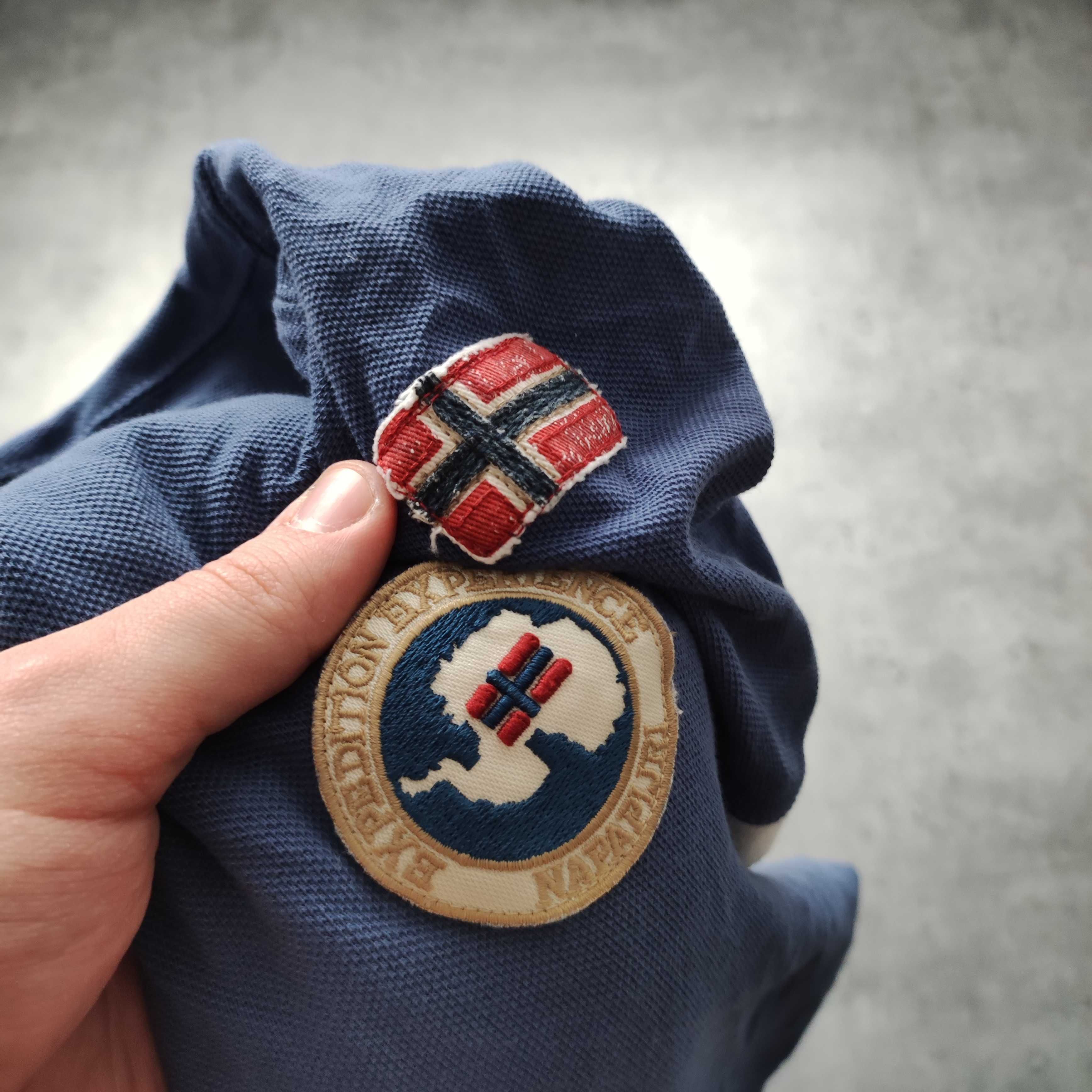 MĘSKA Koszulka Polo Elegancka PREMIUM Granatowa Haft Logo Napapijri
