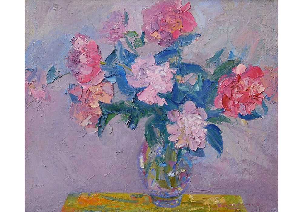 Зацепина Зинаида (1913-1986) Цветы пионы / 61*51 см х/м С экспертизой