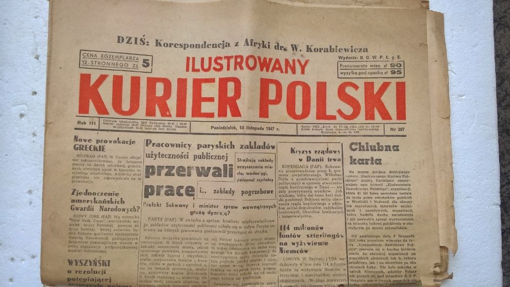 PRL-1947 r Kurier Polski Ilustrowany z 10 listopad/oryginał/