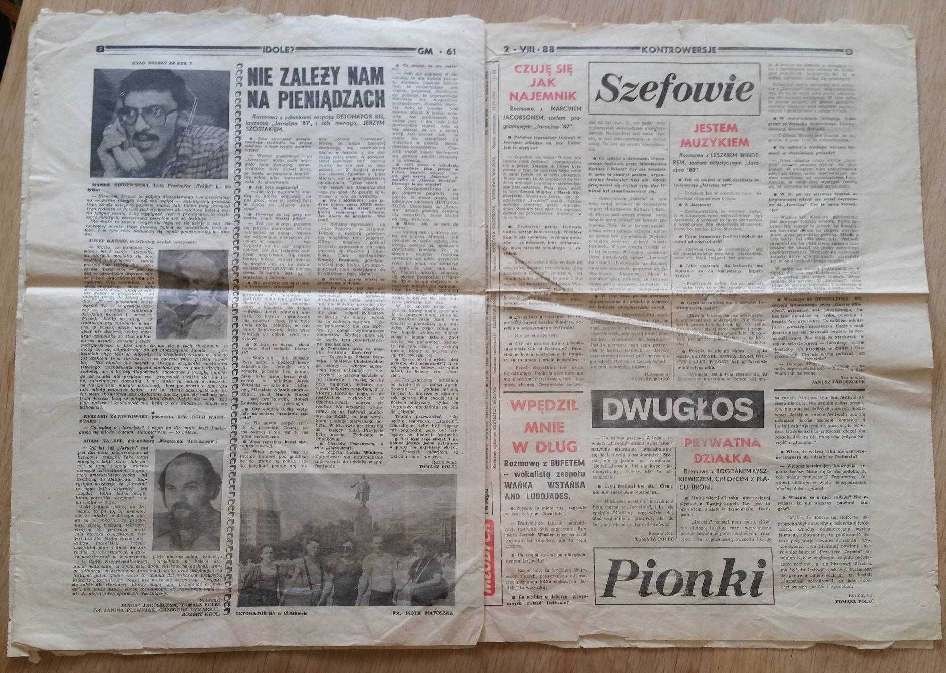 Gazeta Młodych wyd. spec. JAROCIN nr 61 (664) 1988 rok