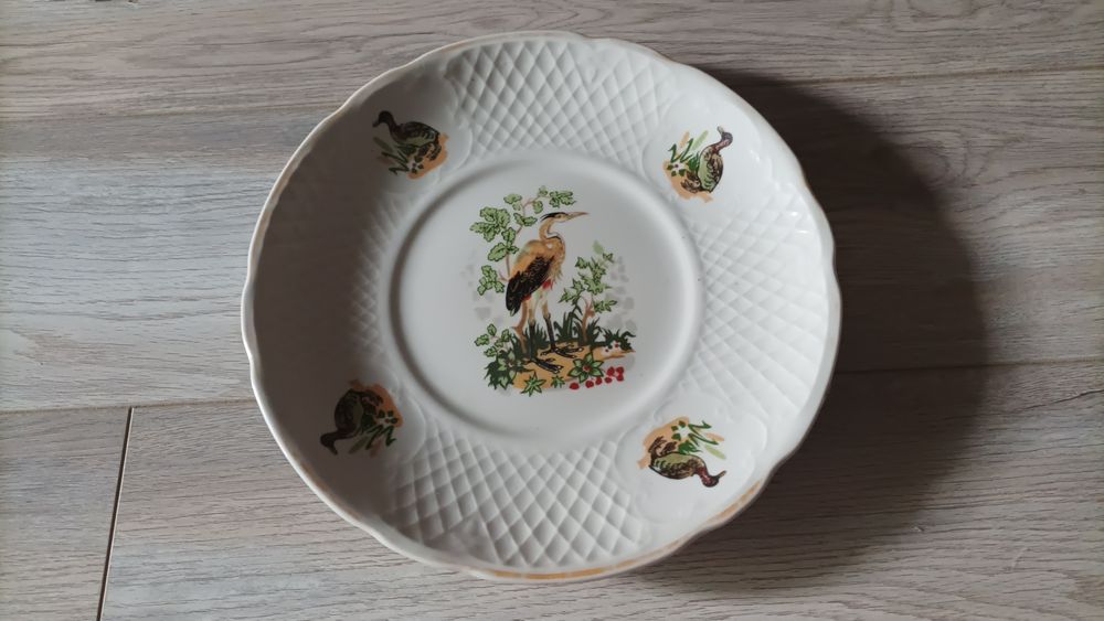 Блюдо большое Цапля. Коростень. 1 - сорт.