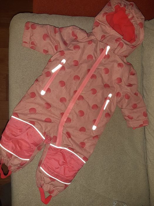 Зимній комбінезон термо 62-68 0-3-6 мес для дівчинки розовтй фліс тепл
