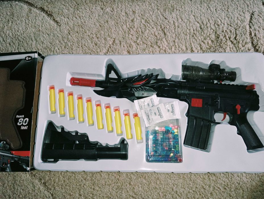 Іграшка автомат - 16-3/м'які кулі-присоски/водяні кулі