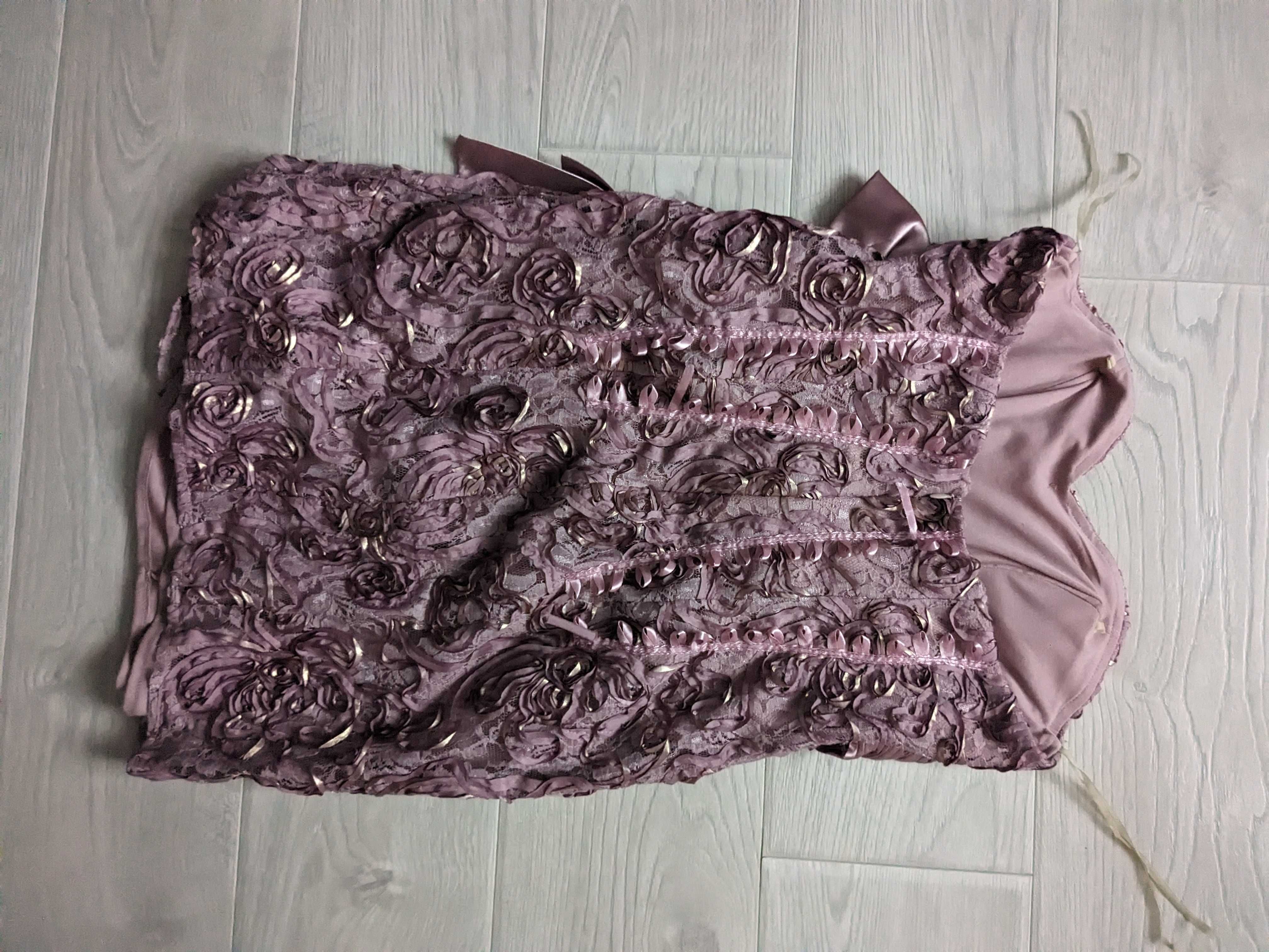 Фіолетове платтячко з бантом та стразами