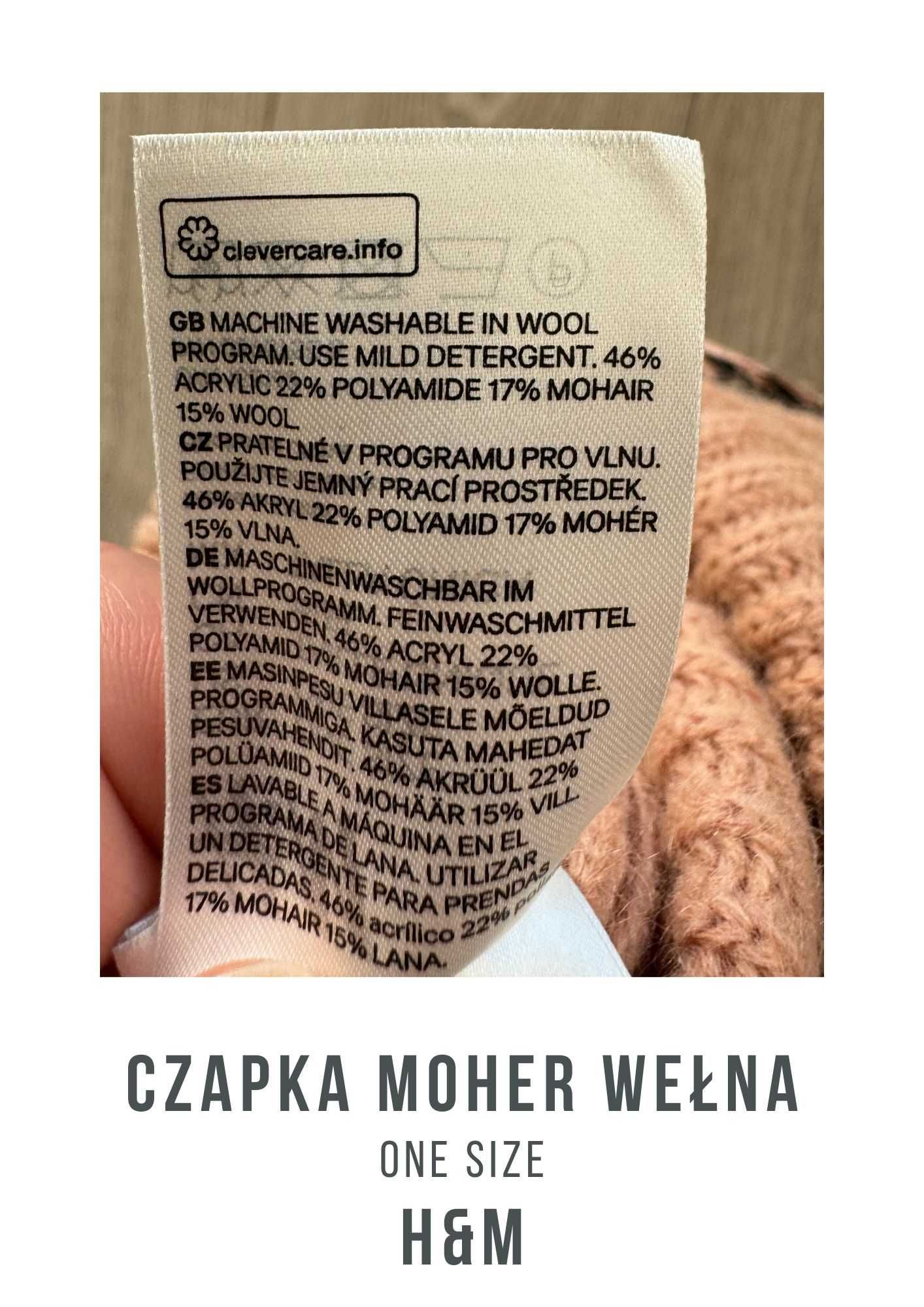 Czapka LOVE H&M z moheru i wełny