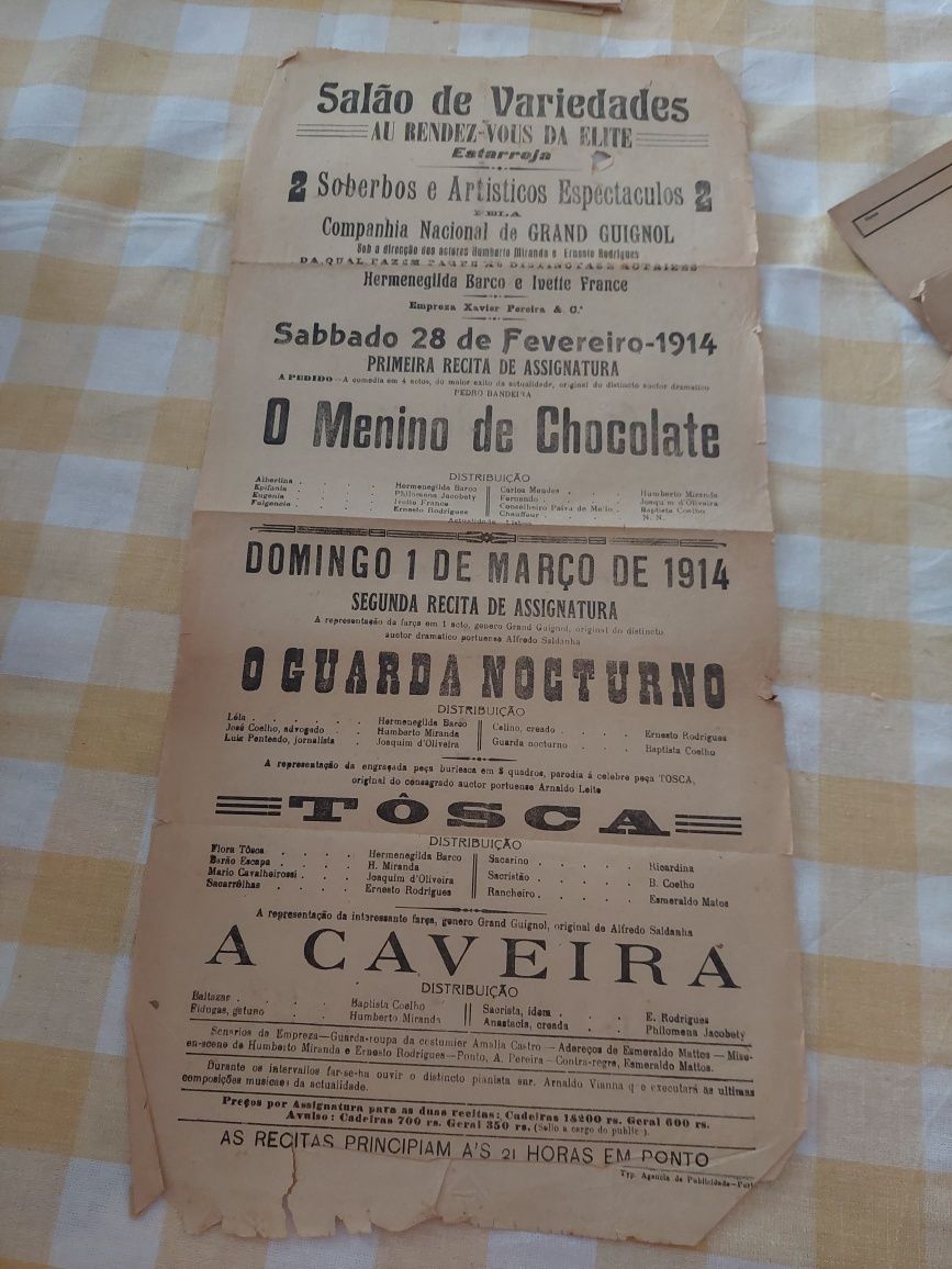 Raro muito antigo folheto teatro revista 1914 teatro Estarreja