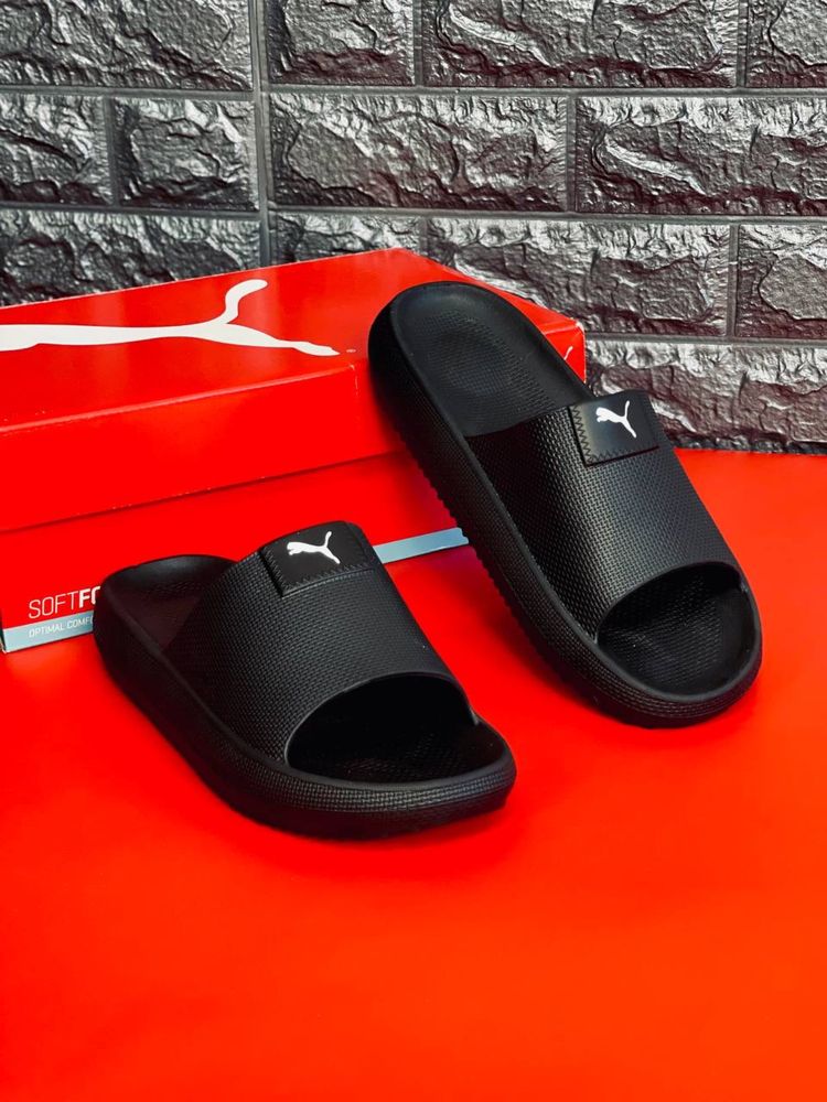 Мужские шлепанцы puma черные пляжные шлепки puma