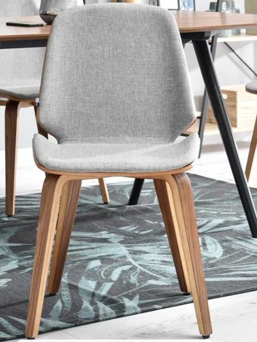 Proste krzesło gięte drewno orzech szary tkanin OUTLET ostatnie szt I1