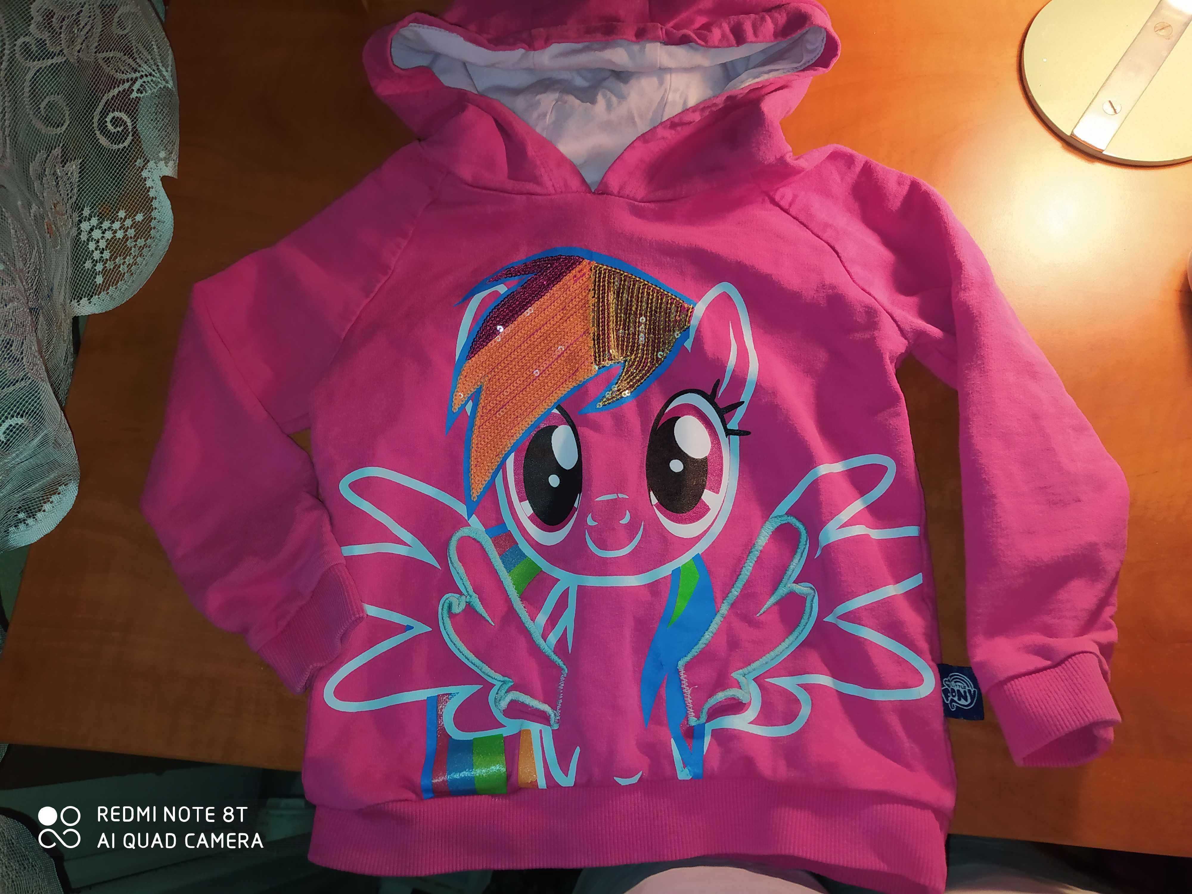 Bluza różowa z kapturem My little Pony, cekiny 3-4 lat