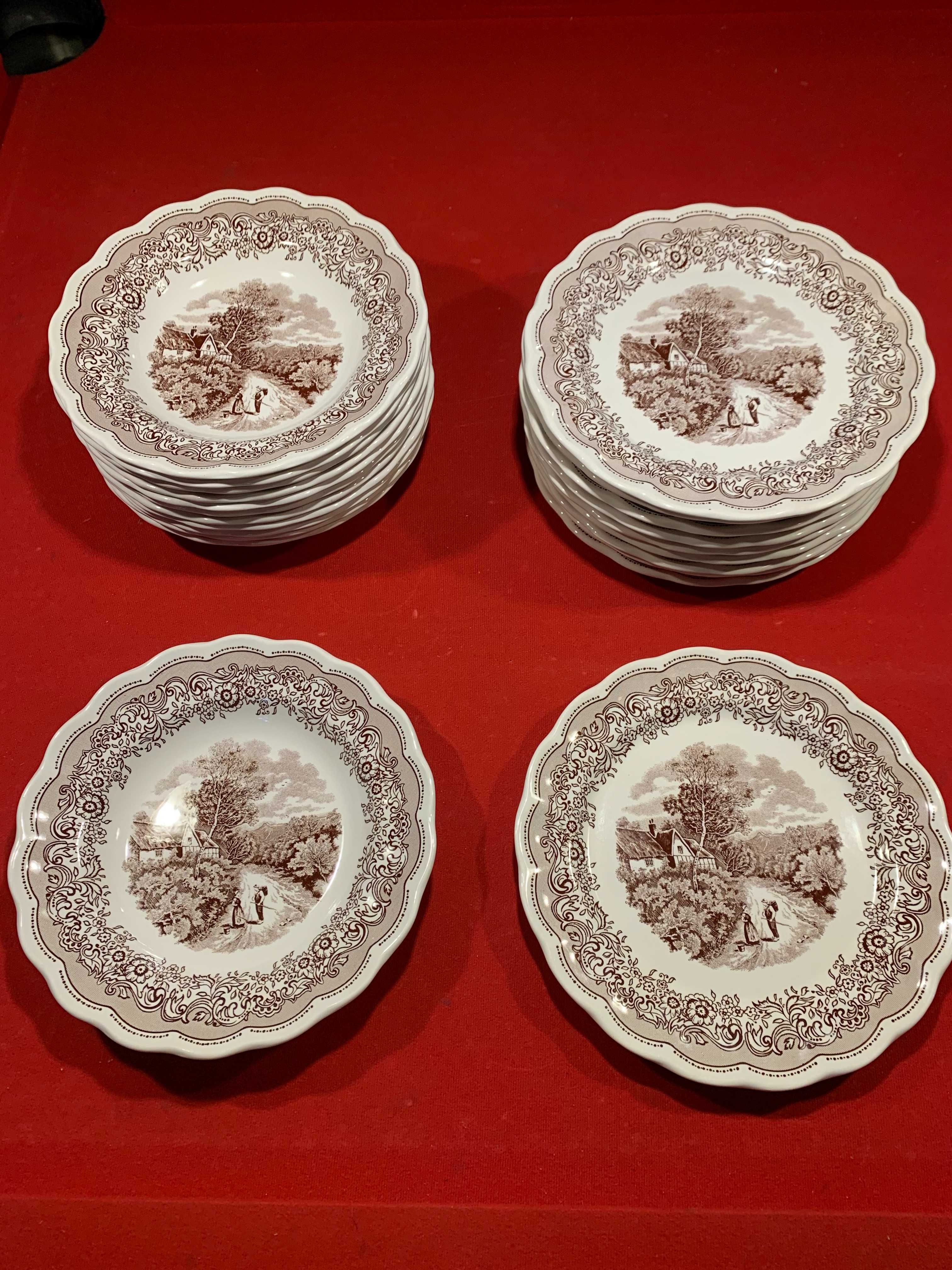 Pratos de coleção em Porcelana Conjunto *Swiss Landscape* Serviço 22pc