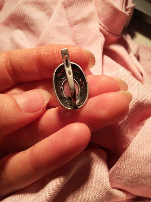 Серебряная серьга с розовым камнем ссср