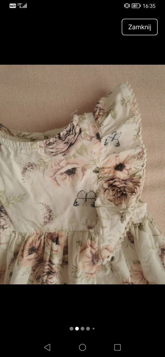 Letnia sukienka Newbie motylki 74 opaska