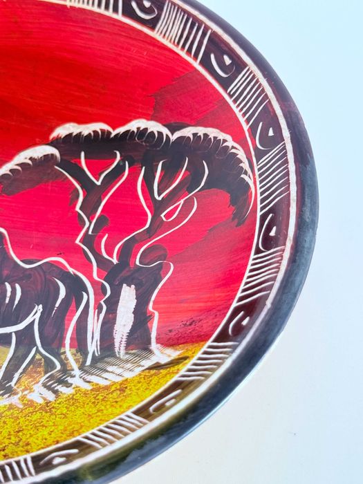 Nowa miska afrykańska Afryka słonie ręcznie robiona etniczna safari