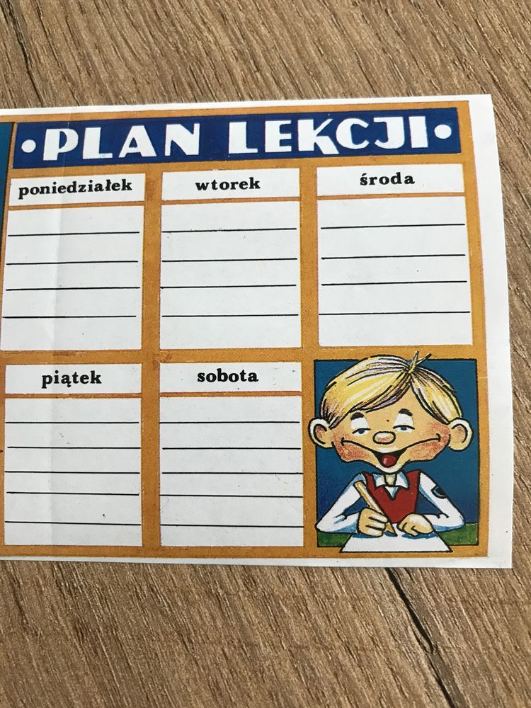 Plan lekcji naklejka z lat 90