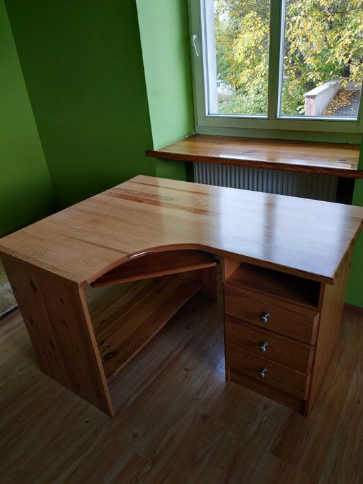 Biurko Narożne Meble Sosna Drewno DOKTÓR