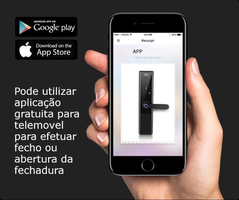 fechadura inteligente biometrica APP telemovel cartão RFID teclado