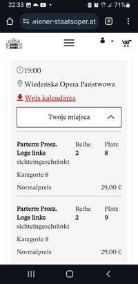 Sprzedam bilety na operę Księżniczka Turandot do Staatsoper w Wiedniu