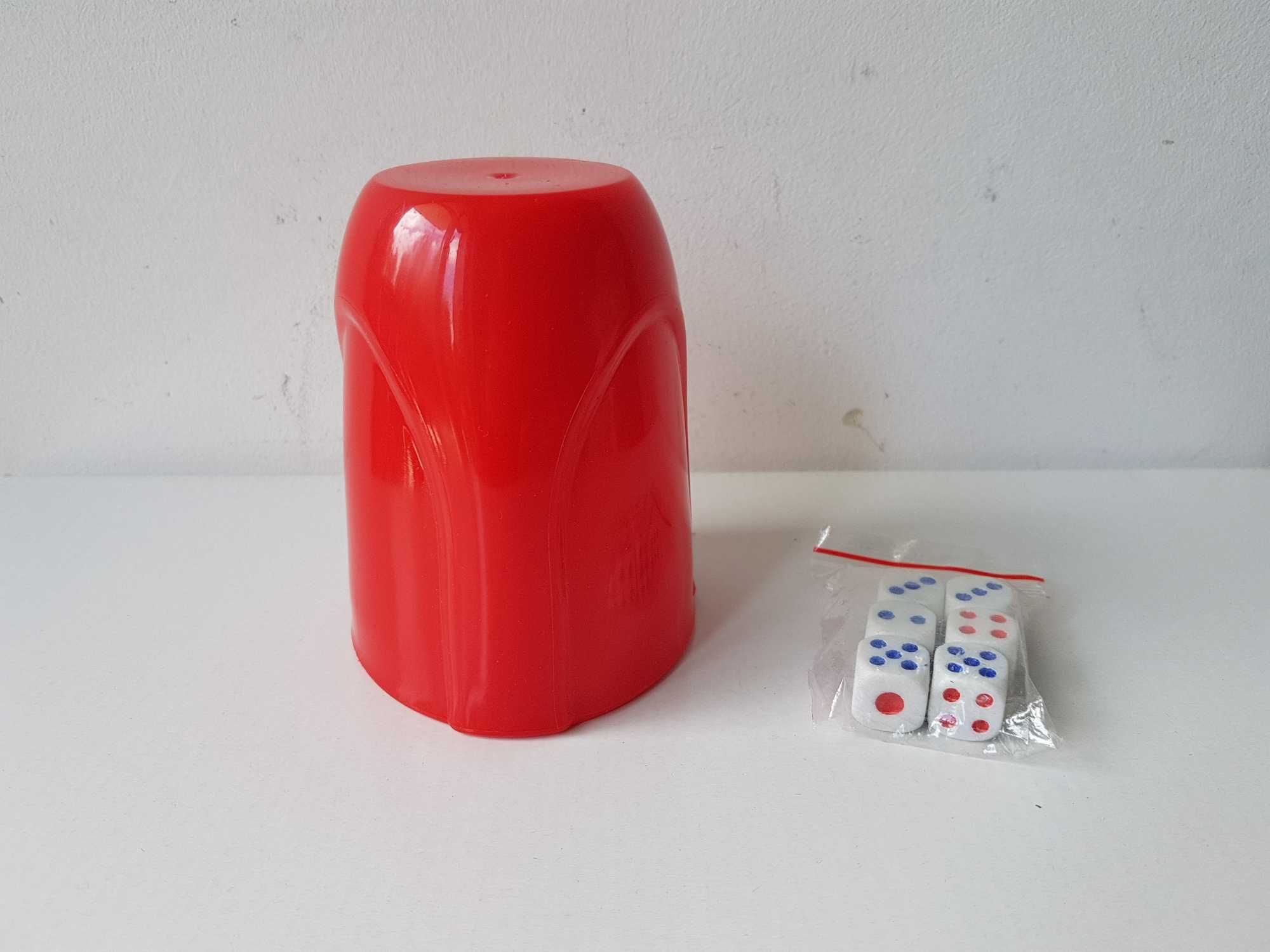Nowy zestaw do gry w kości Czerwony kubek + 6 kości Kostka do gry
