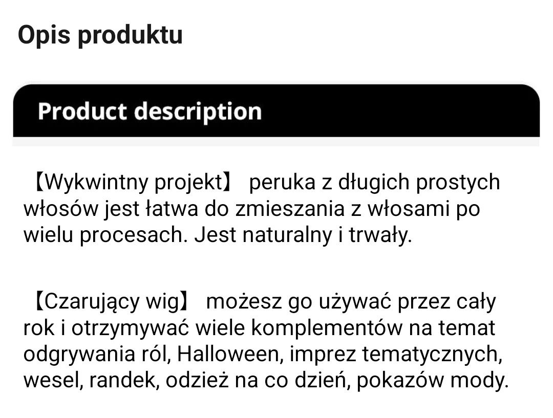 Peruka damska długie włosy