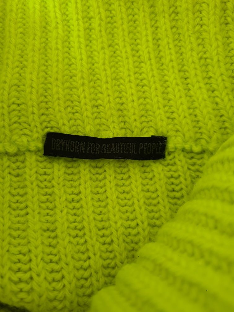 Drykorn sweter golf damski S wełna alpaka neon