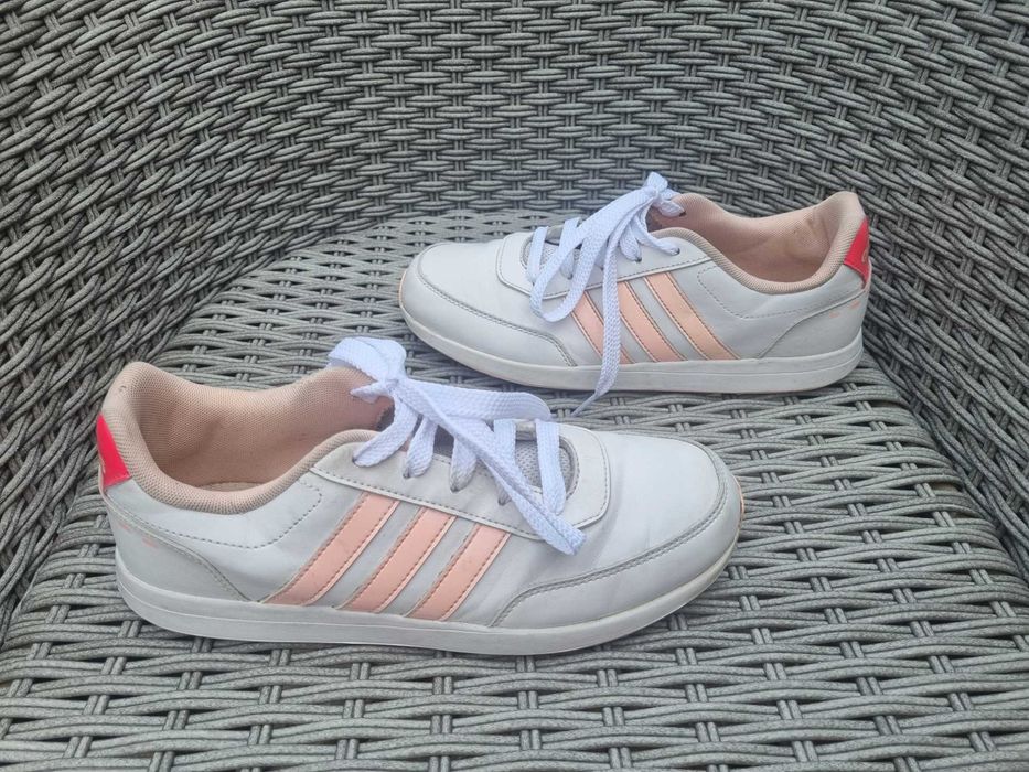 Buty ADIDAS R 38 wkł. 24.5 cm białe neon pudrowy róż sneakersy damskie