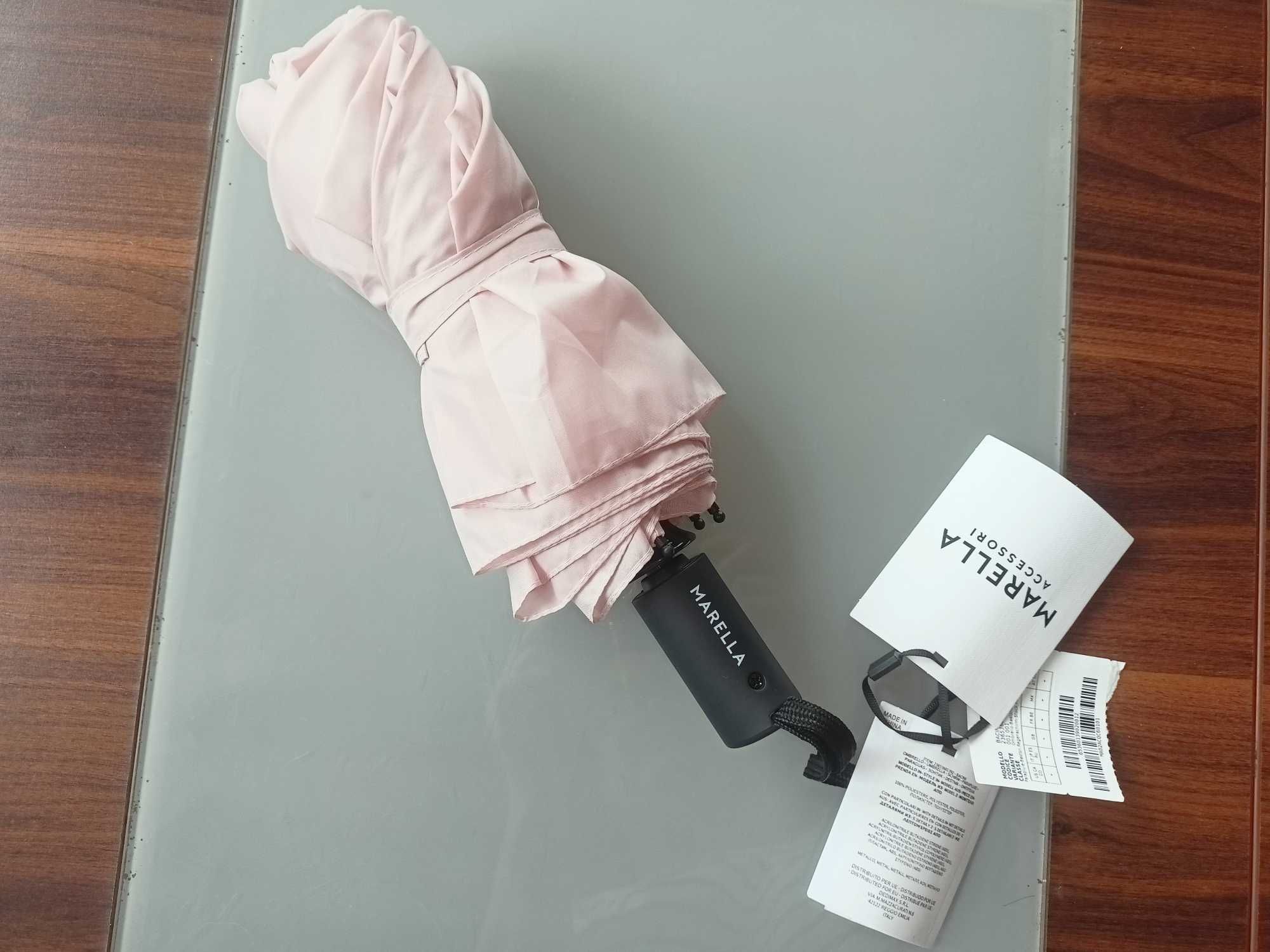 Max Mara pudrowa automatyczna parasolka z logo NOWA