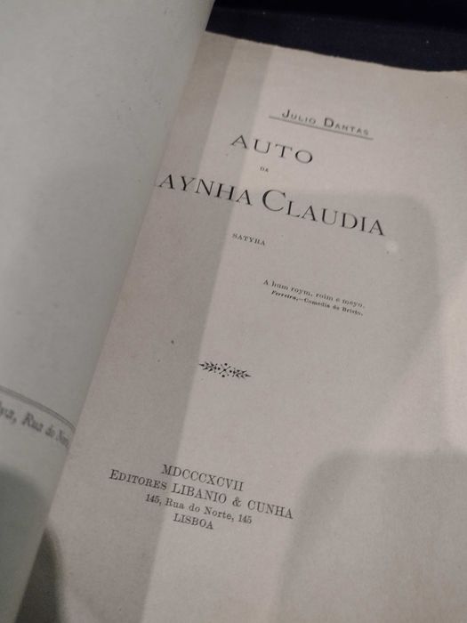 Auto da Rainha Cláudia 1897 Júlio Dantas 1ª Edição