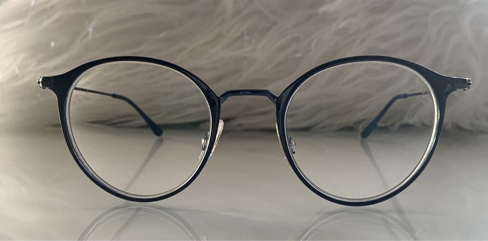 Ray Ban granatowe oprawki korekcyjne, okulary i etui