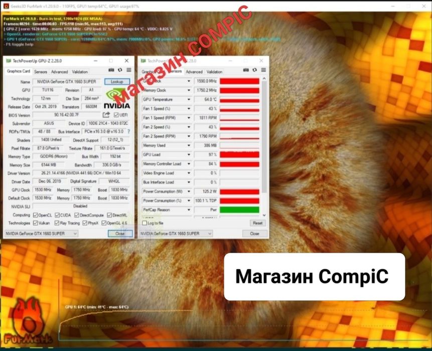 Видеокарта ASUS Tuf GTX 1660 Super Любые проверки Магазин NEON
