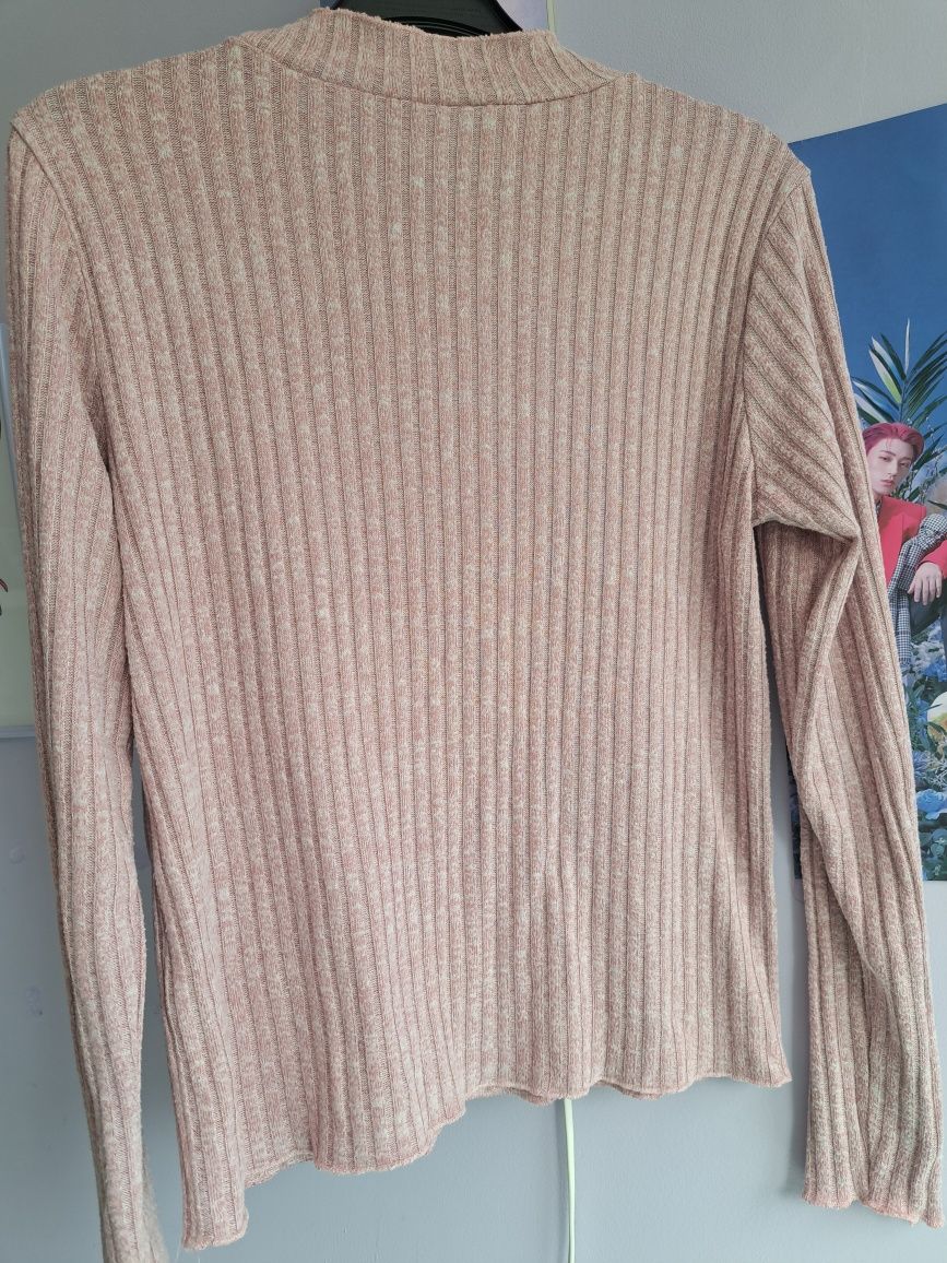 Golf Janina sweterek top prążkowany bluzka różowa półgolf