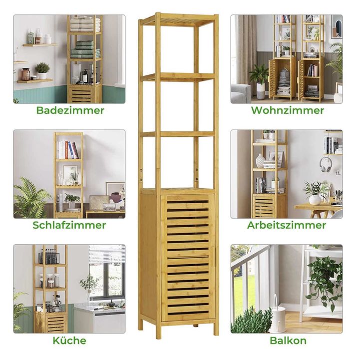 Wysoka smukła szafka bambusowa M