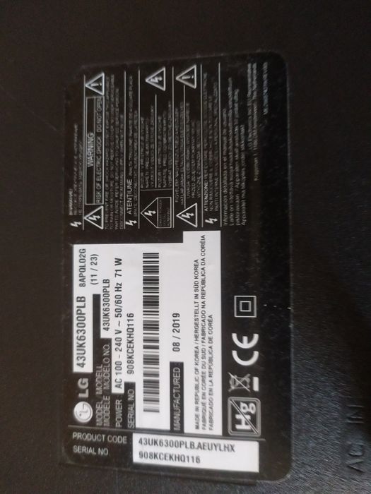 Платы телевизора  LG Модель LG 43UK6300PLB