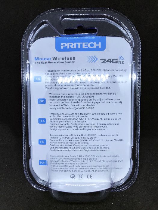 Rato Óptico Wireless / Rato sem fios 2.4GHz - 1600 DPI - Selado