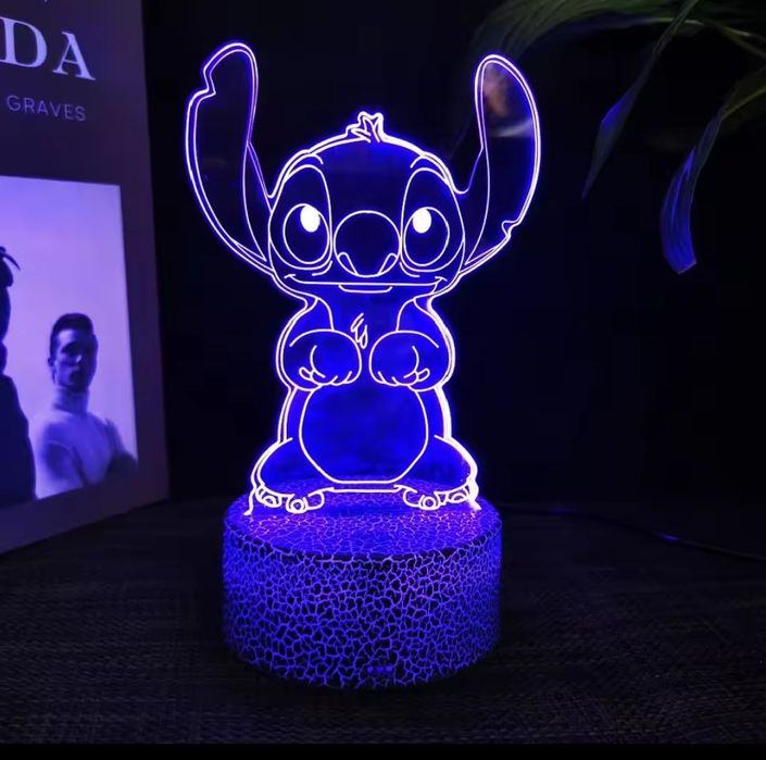 Світильник-нічник 3D Лампа Стіч з пультом 16 кольрів