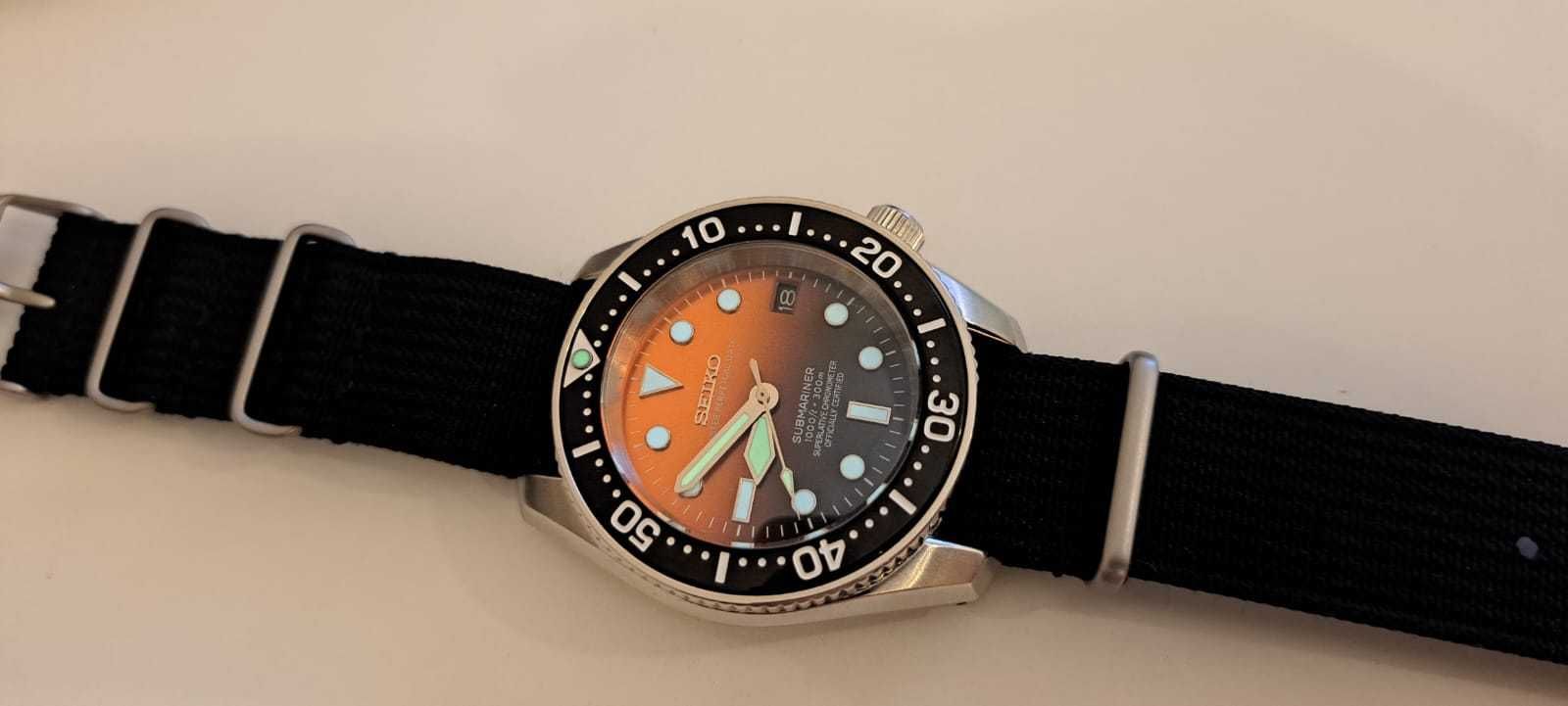 Seiko Mod tarcza Submariner Diver orange