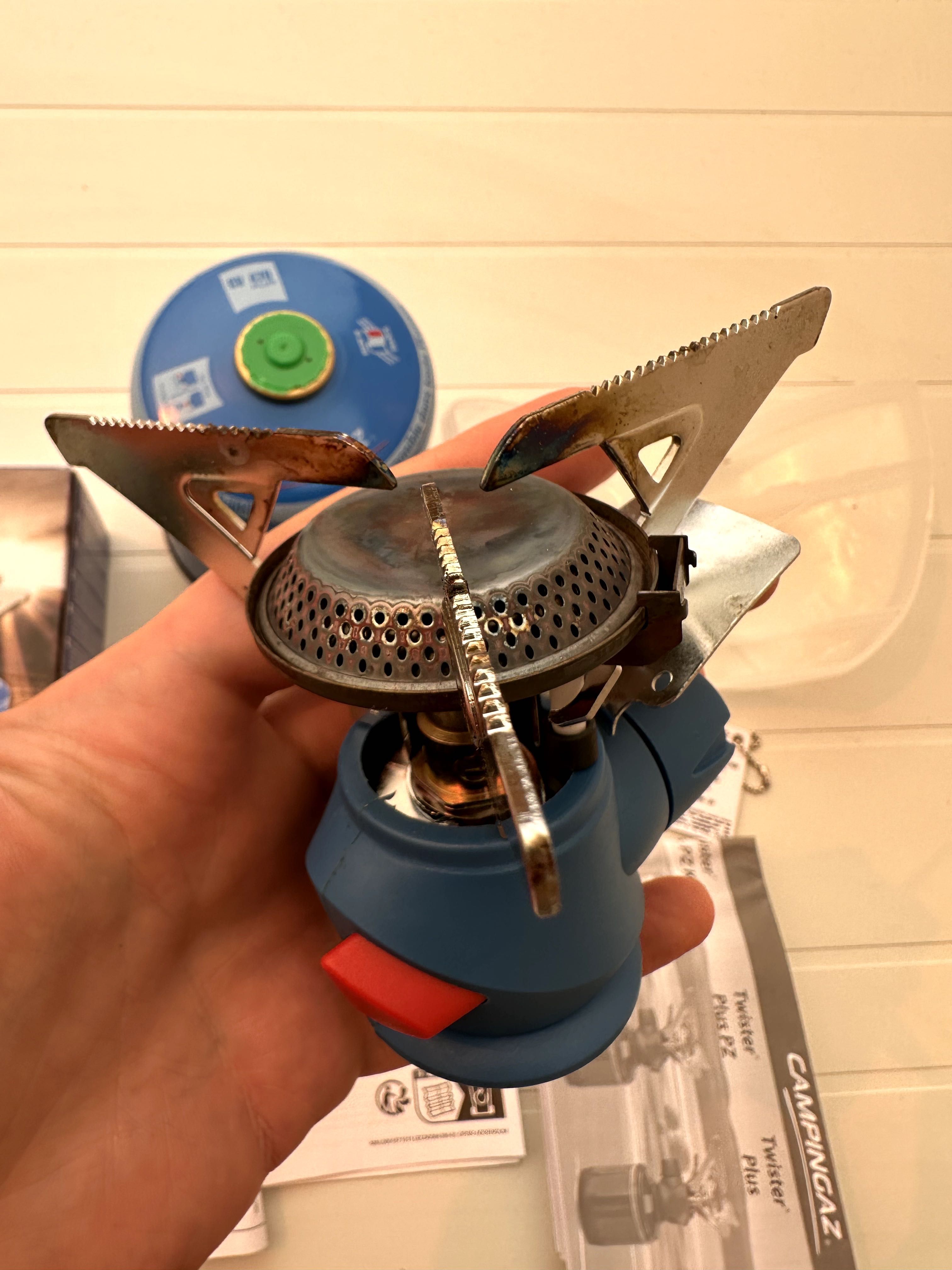 Fogão de campismo CampingGaz Twister PZ Kit+capa+cartucho de gás. Novo