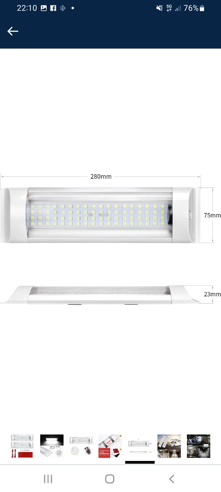 Barra luz  72 Led 12 v 10w