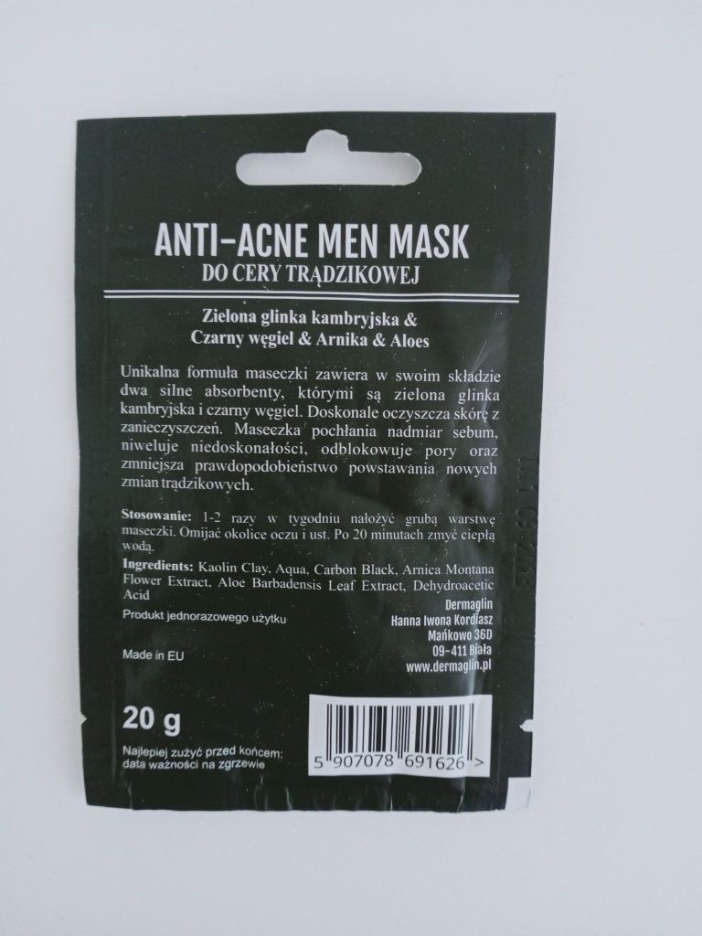 Dermaglin Anti-acne Men Mask Do Cery Trądzikowej 20g