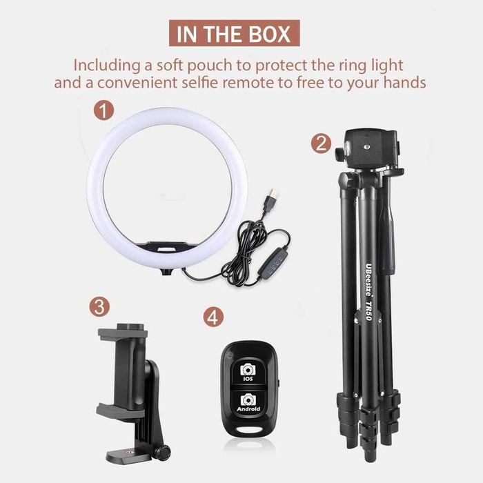 UBeesiz TR50 lampa pierścieniowa LED statyw Samsung Huawei iPhone Ring
