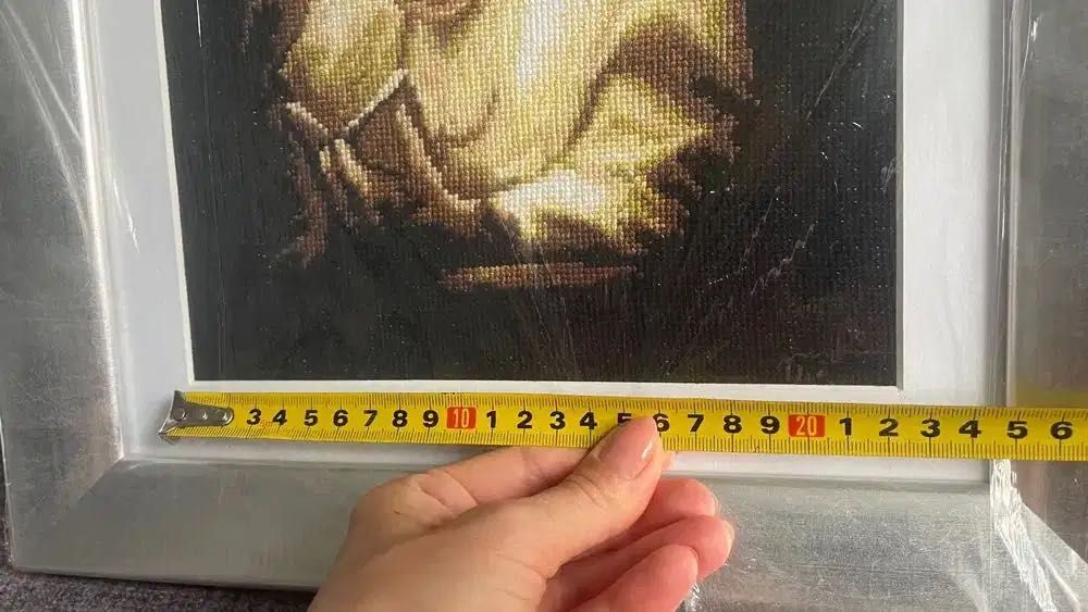 Obraz szydełkowy ręcznie robiony Jan Paweł II Papież Kotunia ślub rama