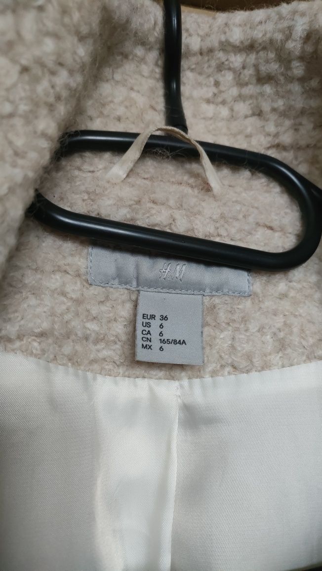 H&M wełniany płaszcz damski S