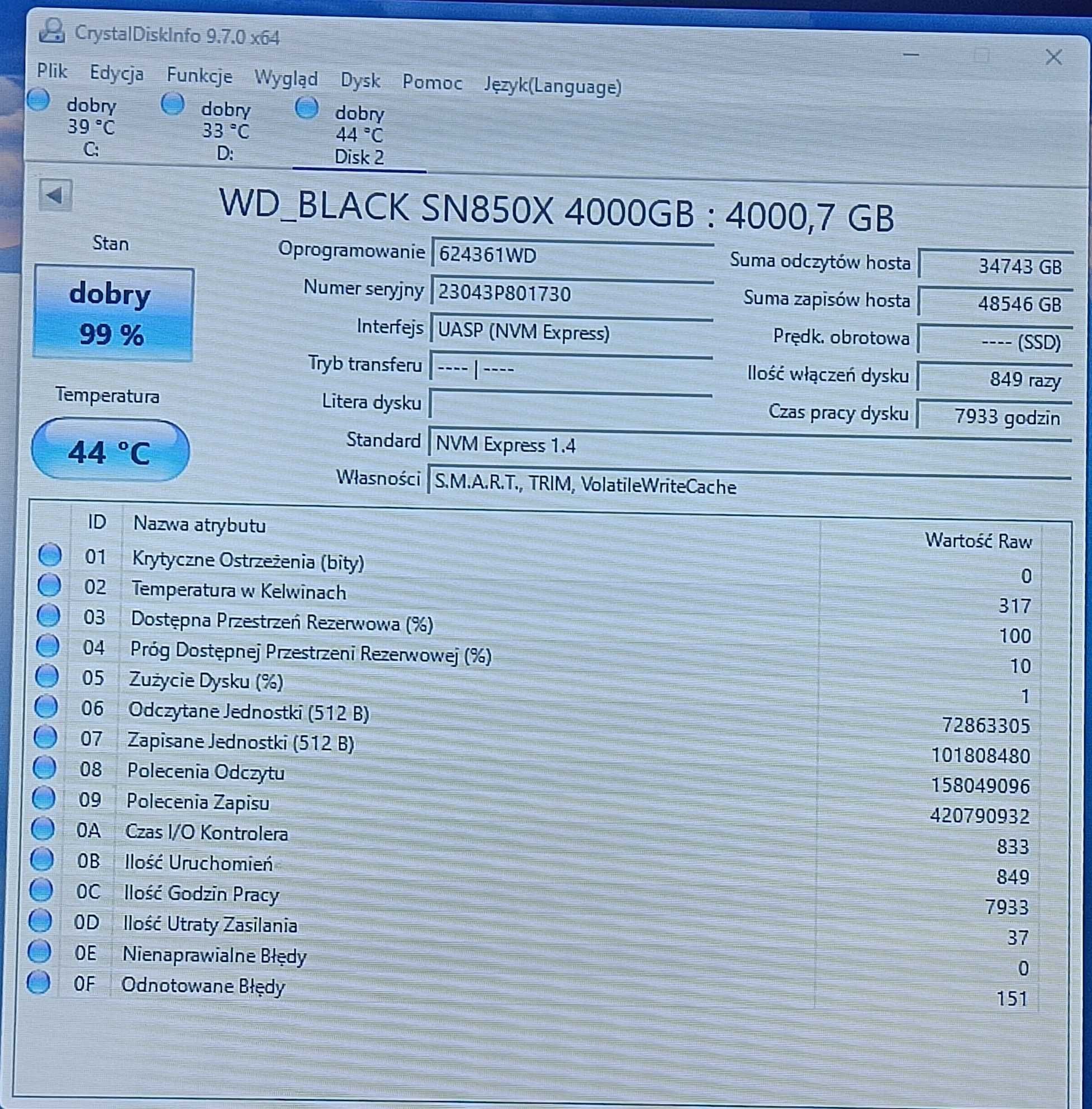WD BLACK SN850X 4tb / gwarancja